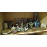 A quantity of studio pottery items by T.