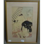 Japanese wood cut, 37cm x 25cm,