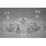 A pair of modern glass ship's decanters and stoppers of conventional form,