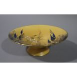 A Carlton ware pedestal dish decorated in enamels with stylised flower heads and leafage on a