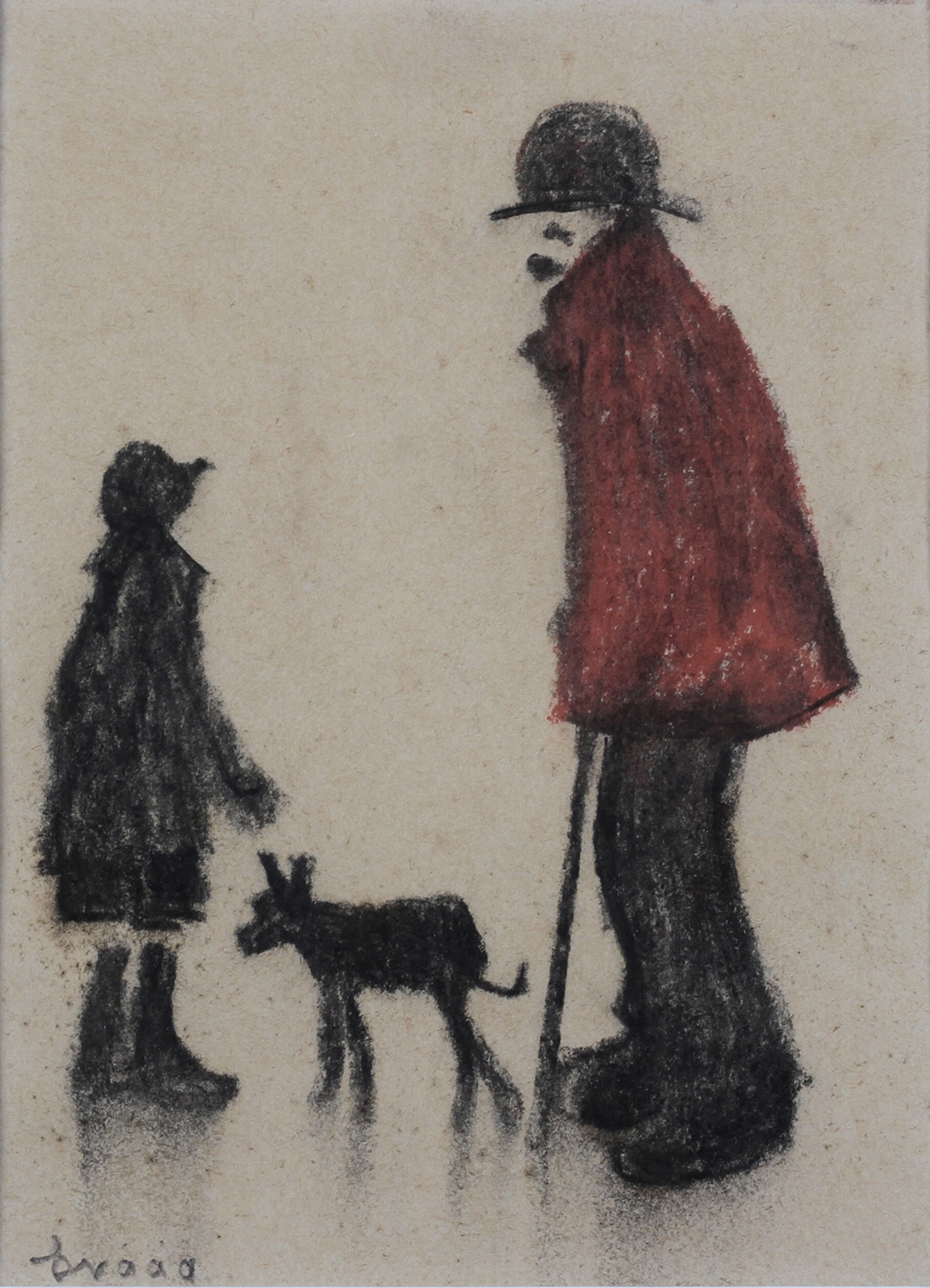 ARR BRIAN SHIELDS BRAAQ (1951-1997), Elderly man and child with dog, pastel,