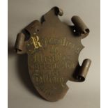 A LATE 19TH/EARLY 20TH CENTURY PAINTED WROUGHT IRON DOUBLE SIDED SHOP SIGN,