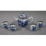 A Chinese globular shaped teapot with moulded handle,