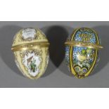 Two enamel Easter eggs, one 1987, the other 1989,