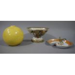 A Noritake hors d'oeuvre dish with gilt pheasant handle,