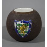 A Carltonware Colin Lunn Cambridge and Oxford vesta, the brown ground with armorial crest,