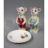 Pinky and Perky - a pair of pottery figures,