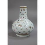 A reproduction Chinese porcelain vase of compressed globular form with tall tapering neck the white