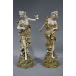 A pair of Austrian porcelain female figures,