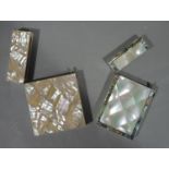 Two 19th century mother of pearl card cases the larger of rectangular parquetry form,