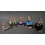 A set of five Wade pig money banks,