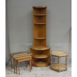 A teak corner shelf unit,