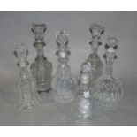 Six Victorian and later glass decanters