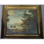 Early 19th century continental school - coastal landscape with figures, oil on canvas,