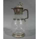 A good late Victorian silver plated mounted glass claret jug,