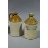 A brown dipped stoneware flagon printed with 1911 Harry Holgate Botanical Brewer Prospect Works,