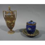 A Doulton tobacco jar, cover and fixed stand,