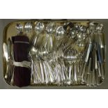 A large quantity of silver plated Old English pattern table cutlery