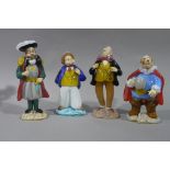 Five coloured glass figures including Henry VIII, Shakespeare and three others,