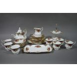 A Royal Albert Old Country Roses pattern tea service comprising seven cups, seven saucers,