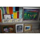 A quantity of framed and unframed pictures (9)