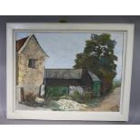 ARR Harold Aaron,Mid 20th century Hilltop Farm, oil on board, titled and signed verso,