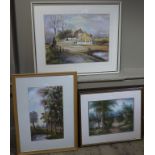 Woodland pond, watercolour unsigned, together with another by the same hand, a farmstead,