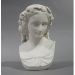 A Copeland parian head and shoulder bust of Miranda, by W.C. Marshall R.A.