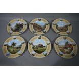 A set of six limited edition German china plates depicting rural life 35cm diameter