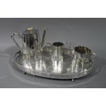 An oval silver plated two handled gallery tray,