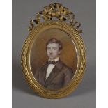 Caroline-Anne Haillecourt (French 1817-1869), a mid 19th century portrait miniature, half length,