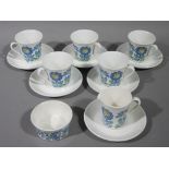 A Norwegian figgioflint part coffee service, comprising, five cups and saucers, small plate,