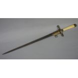 A small dress sword with tapered ivory handle, gilt metal ferrule,