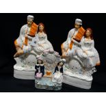Three Reproduction Staffordshire Pottery Figural Groups