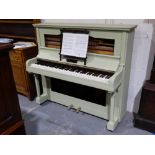 A Green Painted Upright Piano By Bernard Brock Ltd, London