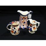 A Gaudy Welsh Pottery Panelled Milk Jug Together With A Masons Ironstone Milk Jug & Further
