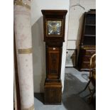 An Oak Encased Grandmother Clock, With Square Brass & Silvered Dial