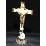 A Large Ornate Standing Crucifix In White Metal, German Manufacture, 12.5" High