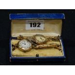 A 9ct Gold Encased Ladies Wrist Watch, Together With A Non-Gold Wrist Watch Etc