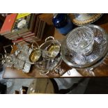 A Selection Of Mixed Plated Ware, To Include Two Cruet Sets