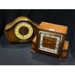 Two Early 20th Century Polished Wood Encased, Mantel Clocks