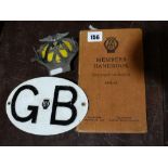 A 1950s AA Badge, AA Book & AA GB Plate