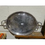 A Two Handled Oval Silver Plated Serving Tray