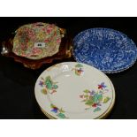 A Briar Rose Chintz Ware Serving Dish, Together With A Carnival Glass Dish Etc (8)