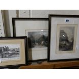 Two Antique Coloured North Wales Engravings, Together With A Similar Photographic Print