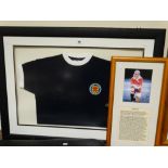 A Framed Scottish Football Association Jersey, Signed By Denis Law