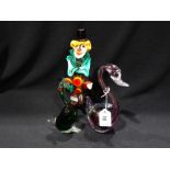 A Murano Glass Clown Figure, Together With Two Similar Bird Figures