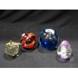 Four 20th Century Glass Paperweights, Including Caithness