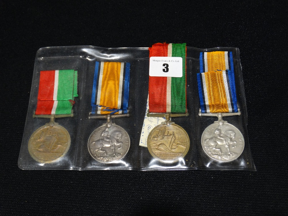 Two 1st World War British War Medal & Mercantile Marine War Medal Pairs (4)