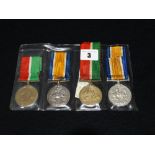 Two 1st World War British War Medal & Mercantile Marine War Medal Pairs (4)